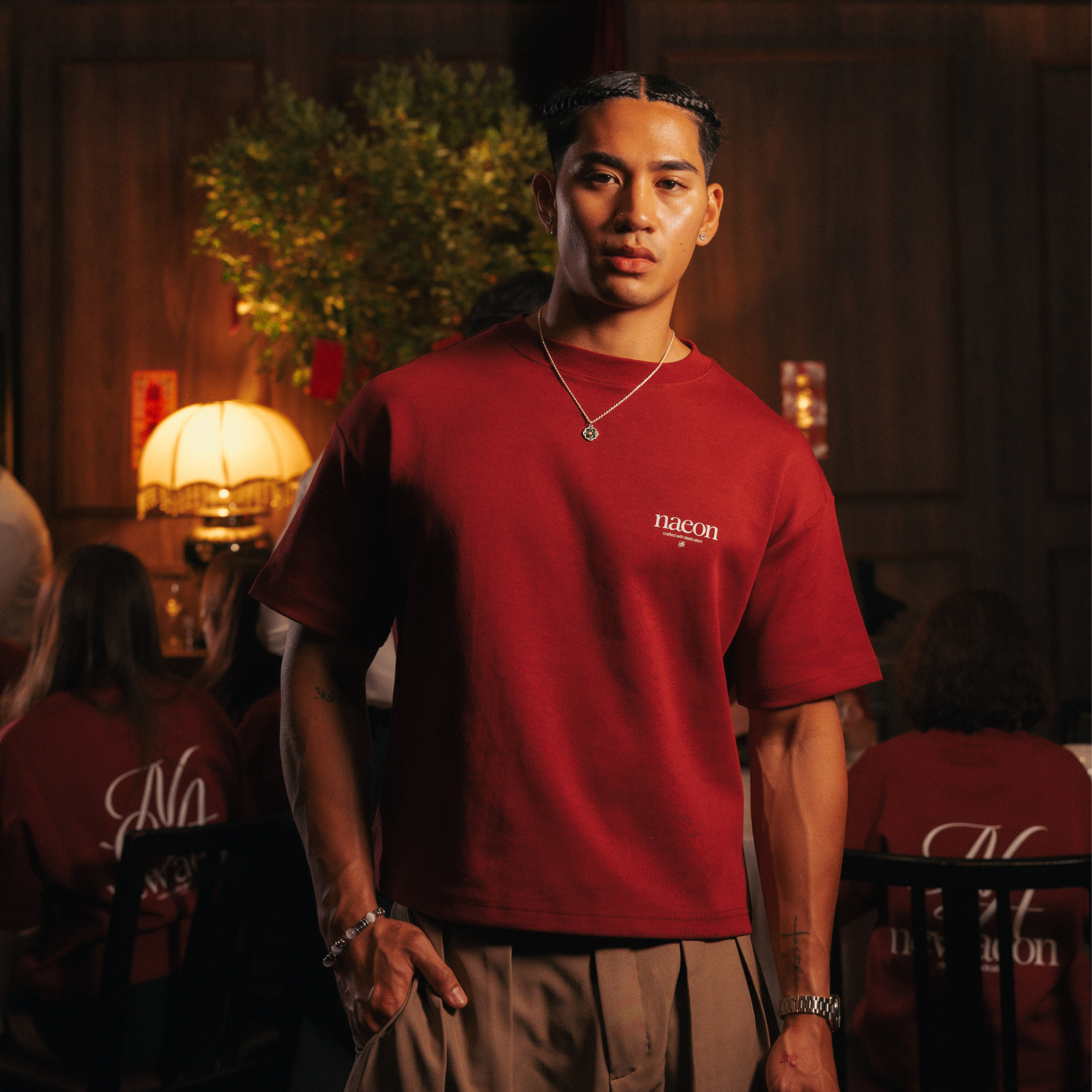 Emblem Heavyweight Tee — Ember Red